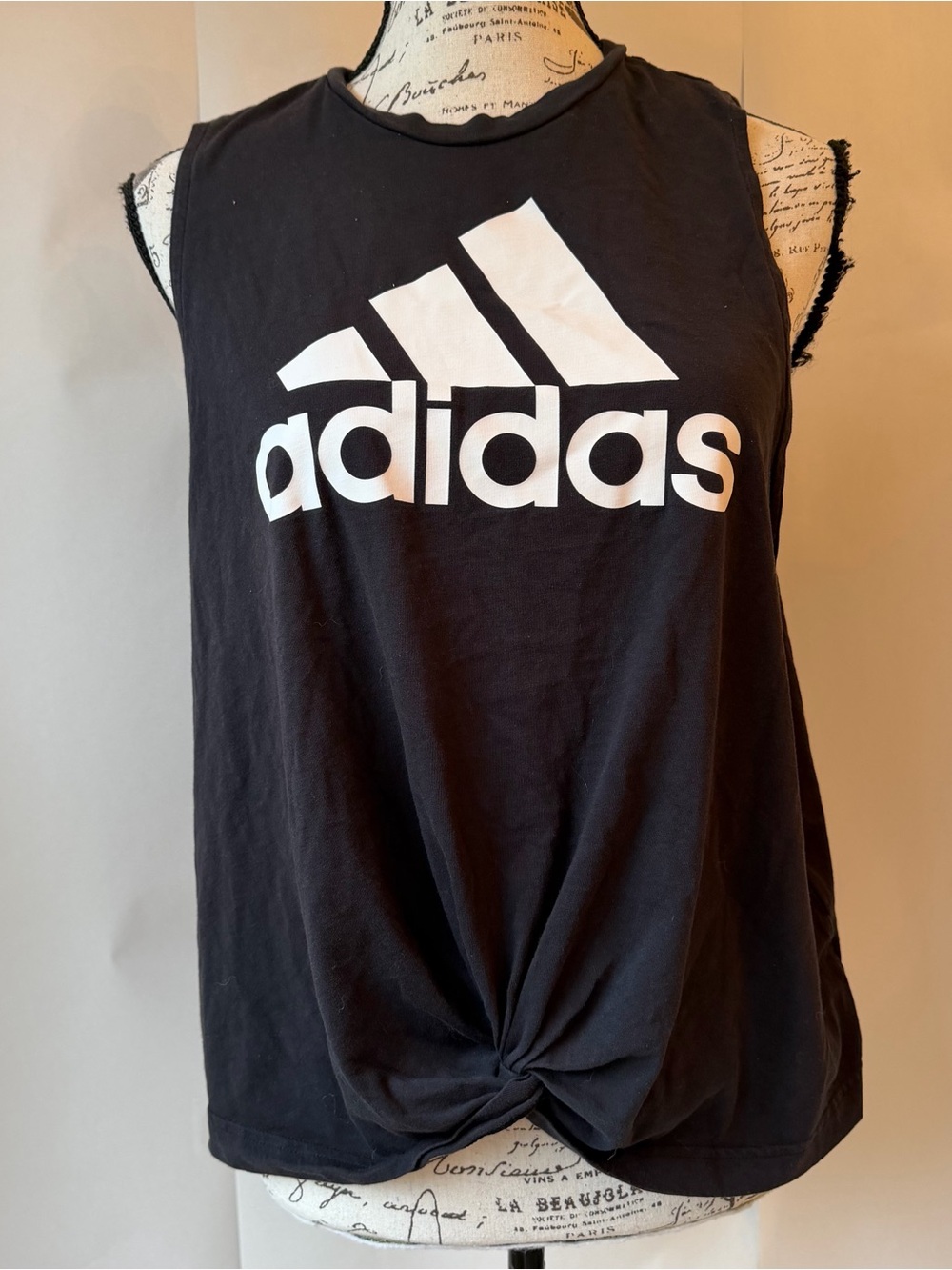 adidas Women’s Black Logo Knot Tank Top XL